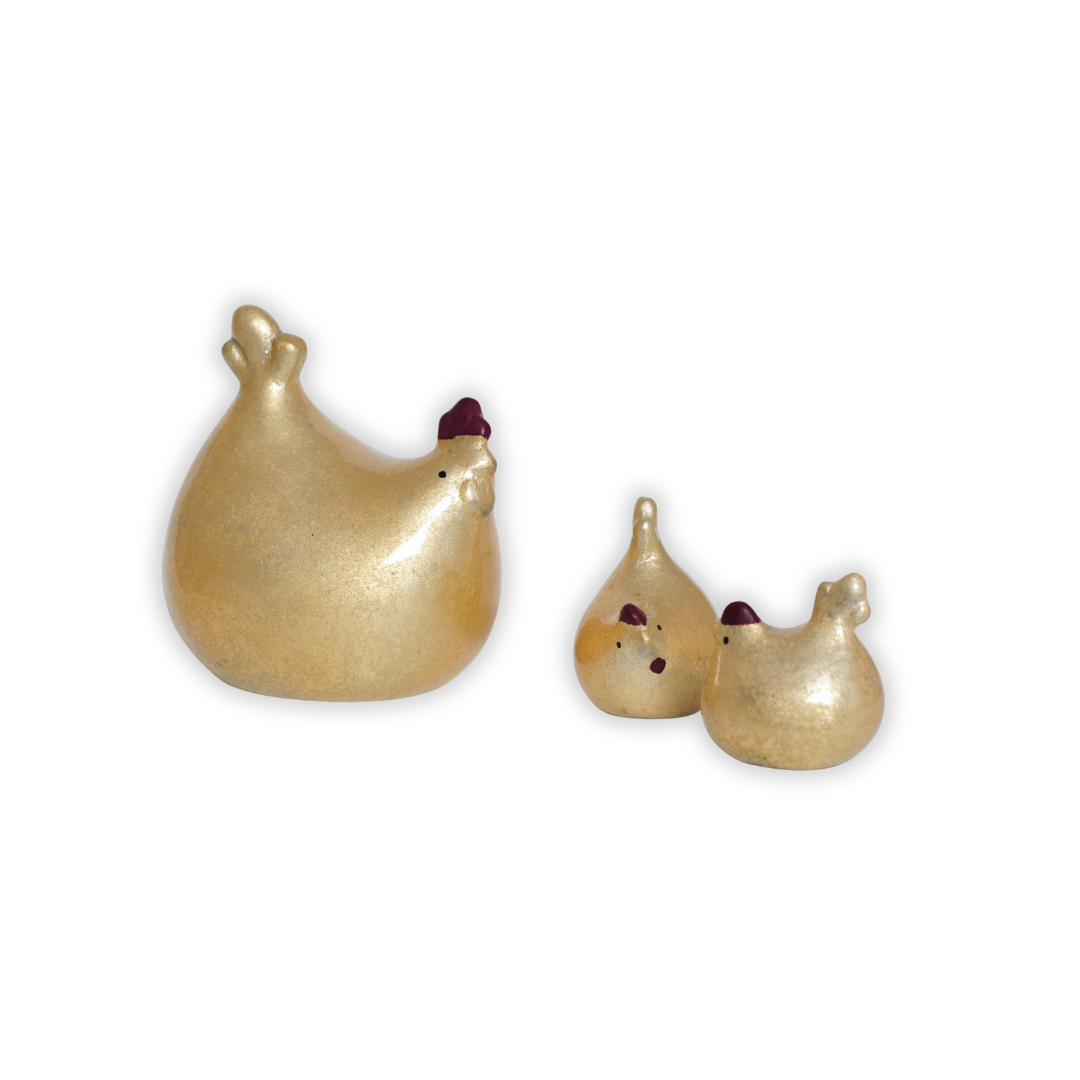 Mẹ con gà sơn mài dán bạc truyền thống