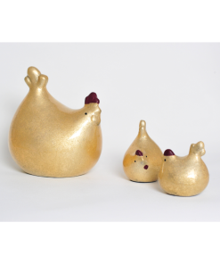 Mẹ con gà sơn mài dán bạc truyền thống